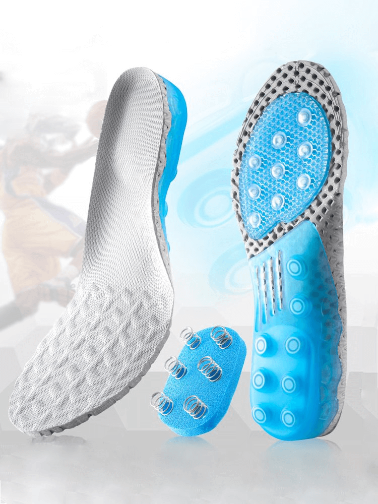 Shock-absorbing Orthopedic Non-slip Insoles with silicone arch support and anti-slippery grip for ultimate shoe comfort.